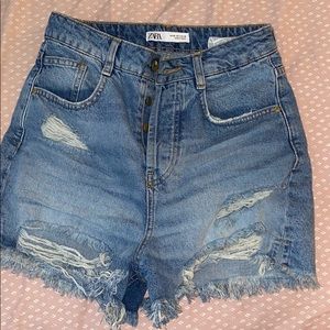 High waisted denim shorts